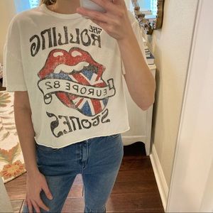 The Rolling Stones Band Tee Crop Size Small